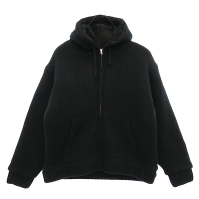 Supreme シュプリーム 25AW Faux Shearling Lined Zip Up Hooded Sweater ジップアップ ニット パーカー ブラック系 XL【極上美品】【中古】