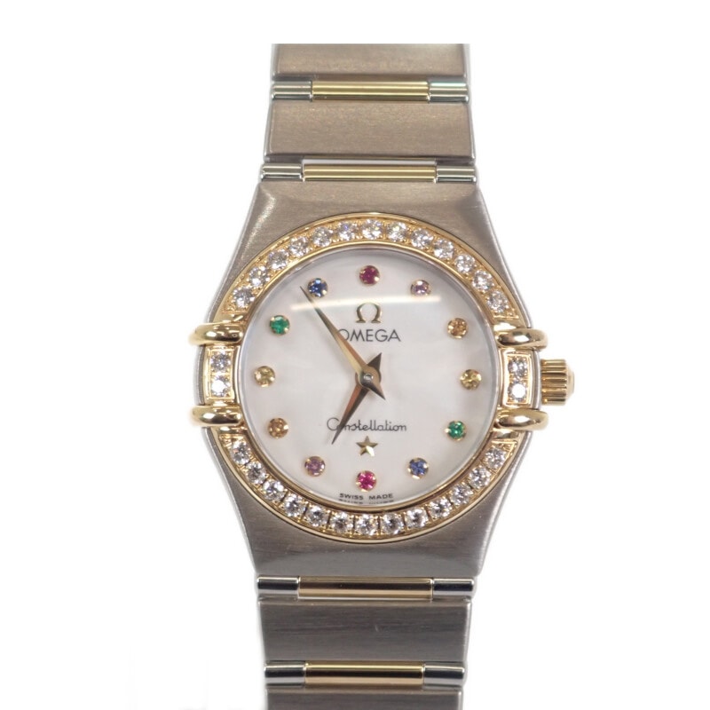 オメガ OMEGA コンステレーションミニ アイリス 1367.79 腕時計 ステンレススチール イエローゴールド クオーツ ホワイトシェル文字盤 レディース【中古】【ABランク】