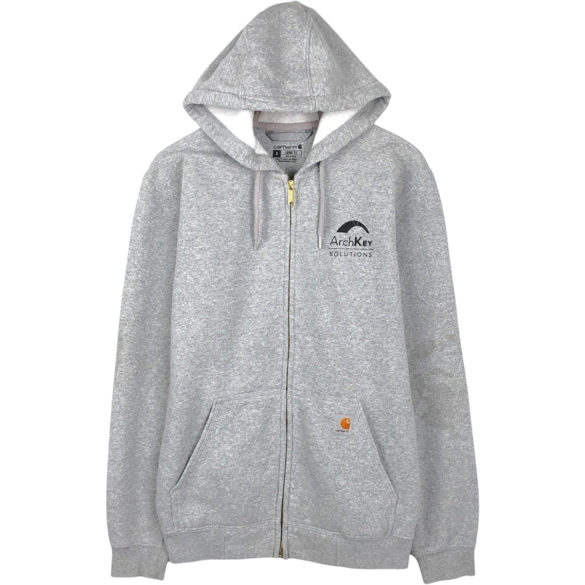 古着 カーハート Carhartt Loose Fit ArchKey SOLUTIONS アドバタイジング スウェットフルジップパーカー メンズS相当/eaa670265