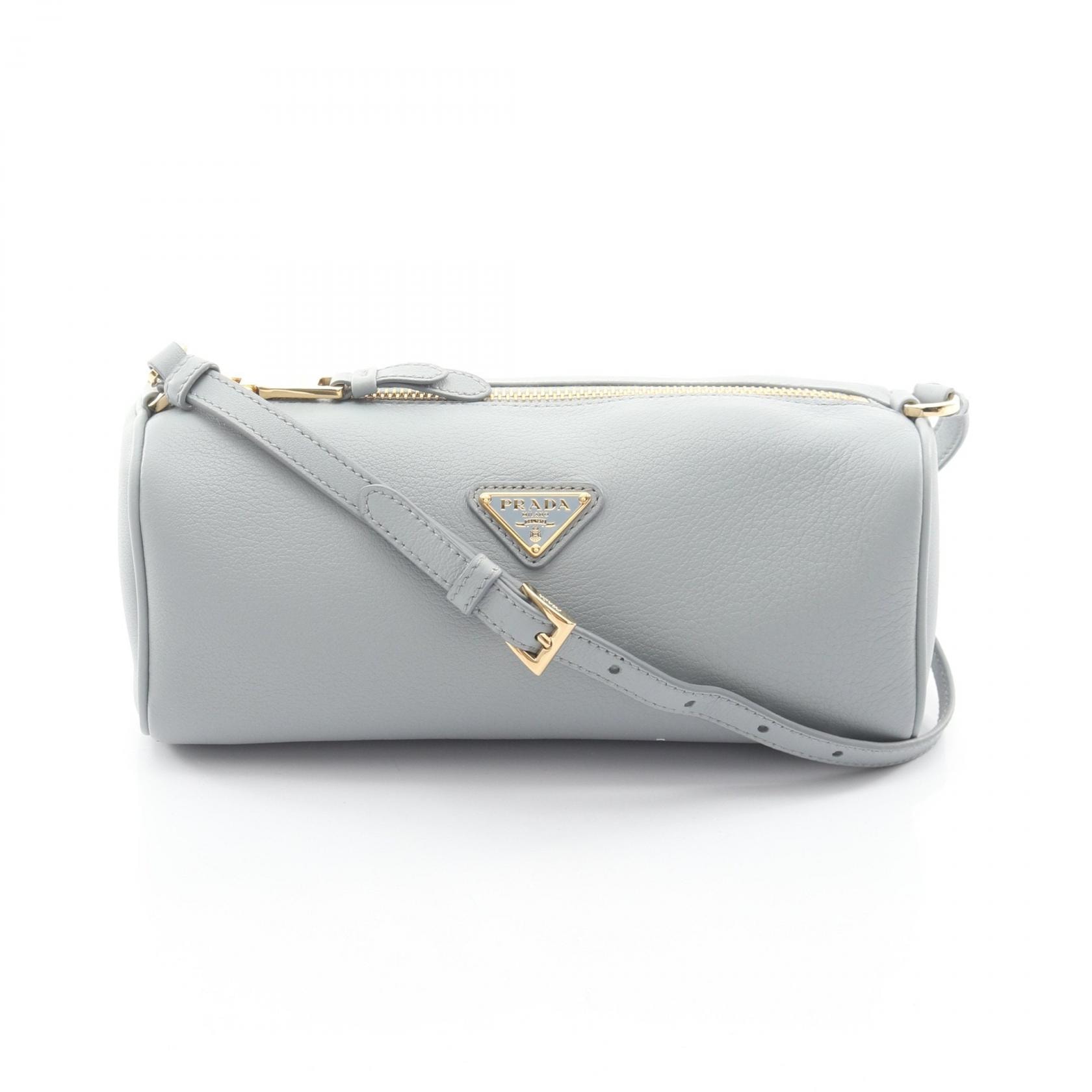 プラダ PRADA SOFT GRAIN ショルダーバッグ バッグ レザー レディース ブルー系 1BC239 【中古】