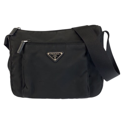 美品 PRADA プラダ テスート ブラック 黒 シルバー金具 ナイロン ショルダーバッグ ポシェット 602265 【中古】