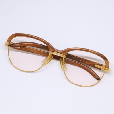 カルティエ ヴィンテージ ウッドテンプル トリニティ マルメゾン メガネ 56□19