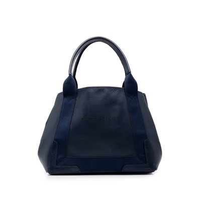 バレンシアガ ネイビーカバス S ハンドバッグ トートバッグ 339933 ネイビー レザー キャンバス レディース BALENCIAGA 中古