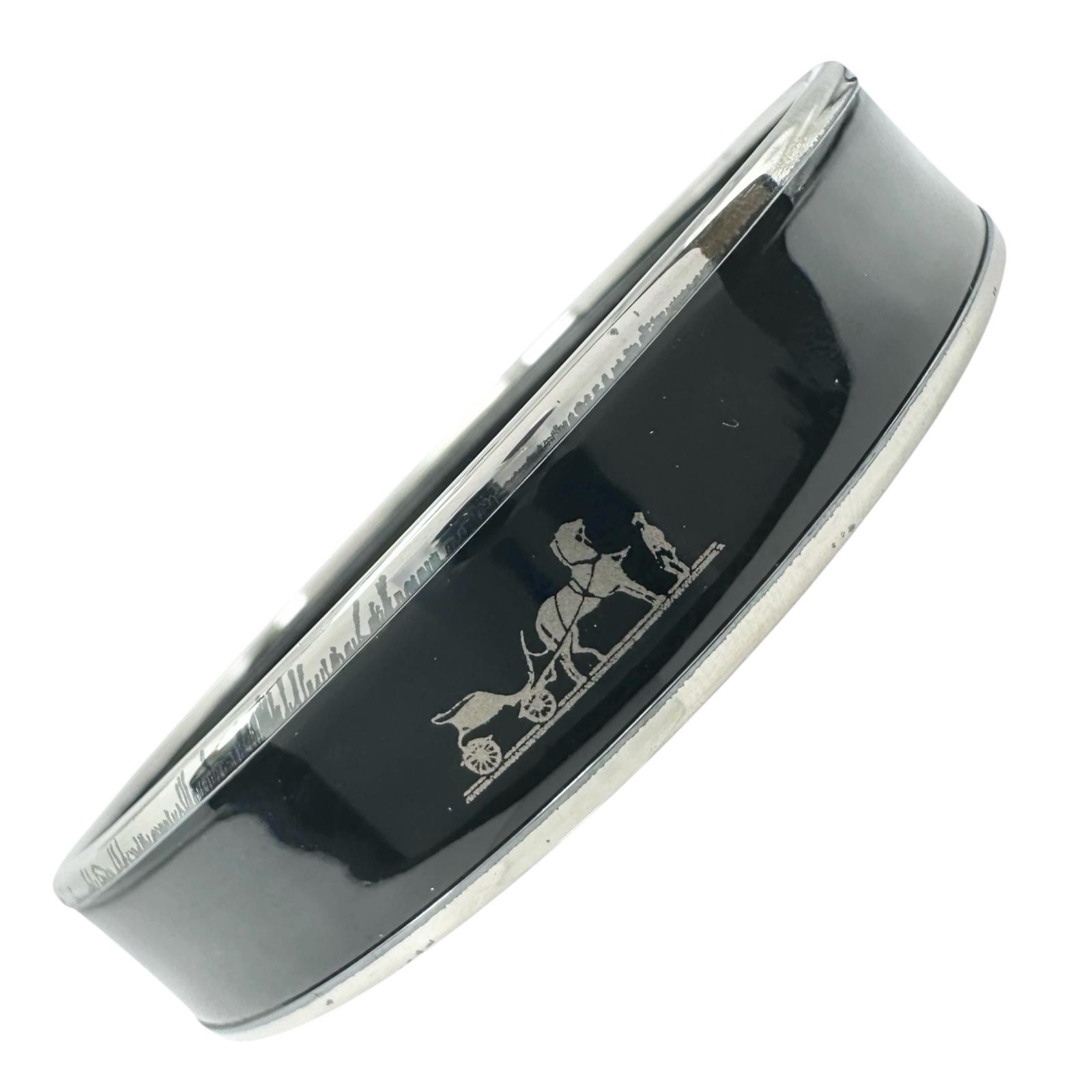 HERMES エルメス エマイユ バングル/メッキ ブラック【中古】 レディース