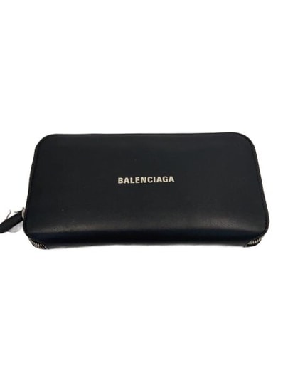 BALENCIAGA Cash Continental Wallet Grained Calfskin "Black"
