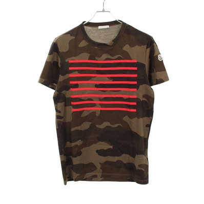 モンクレール MONCLER カモフラージュ クルーネック 半袖Tシャツ 衣料品 トップス コットン メンズ カーキ系 / ブラウン系 8018050 【中古】
