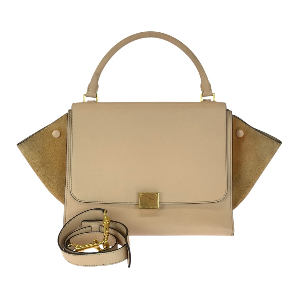 美品 CELINE セリーヌ トラペーズ サーモンピンク ゴールド金具 レザー スエード/ ショルダーバッグ ハンドバッグ 2way 506072 【中古】