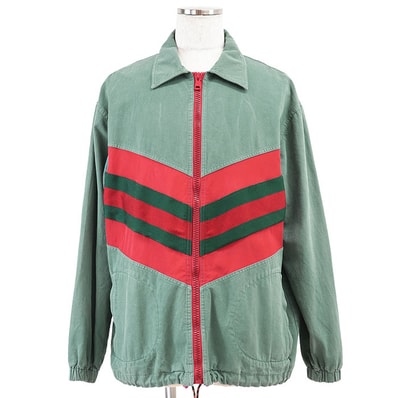 グッチ シェリーライン ブルゾン メッシュライニング ジャケット メンズ グリーン系 48 GUCCI