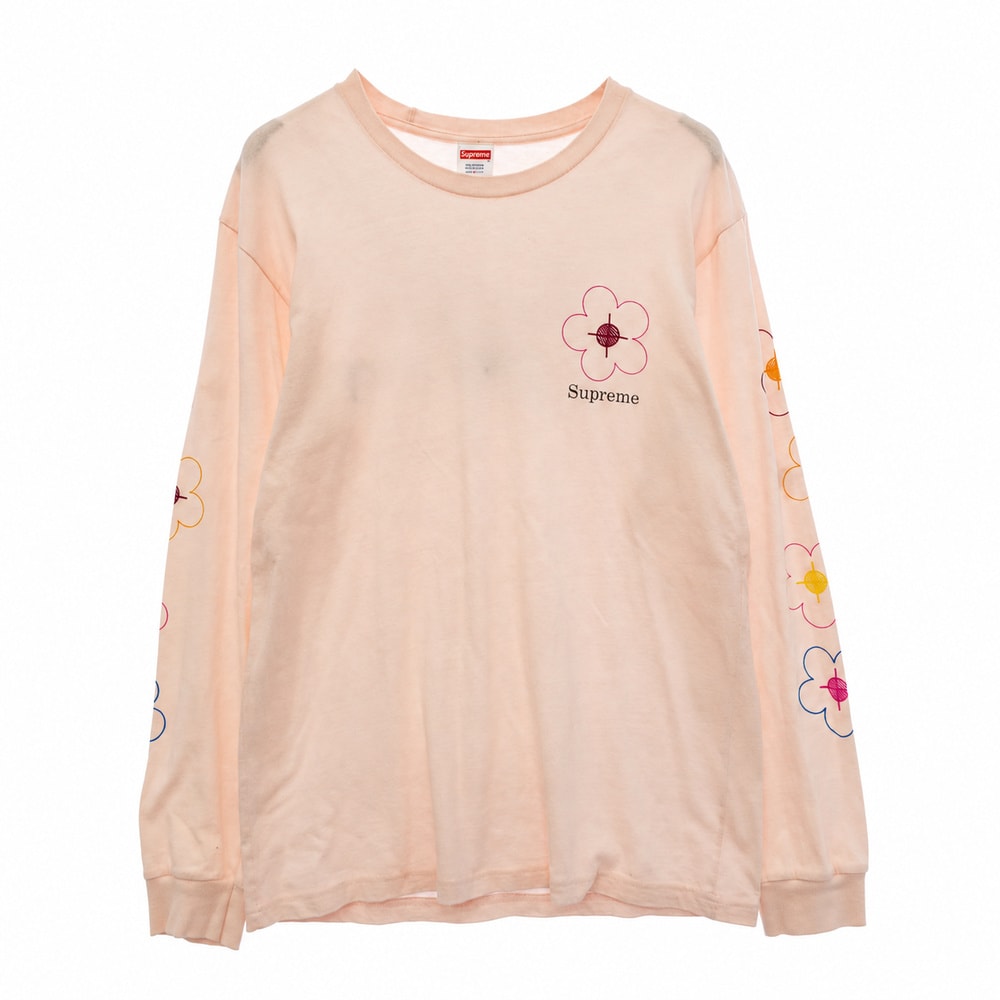 Supreme シュプリーム 17SS Been Hit L/S Tee ビーンヒット フラワープリント 長袖 カットソー ピンク系 M【中古】