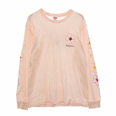 Supreme シュプリーム 17SS Been Hit L/S Tee ビーンヒット フラワープリント 長袖 カットソー ピンク系 M【中古】