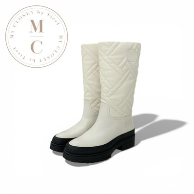 エルメス HERMES フジ ブーツ ロングブーツ 靴 シューズ レザー アイボリー エクスリブリス キルティング