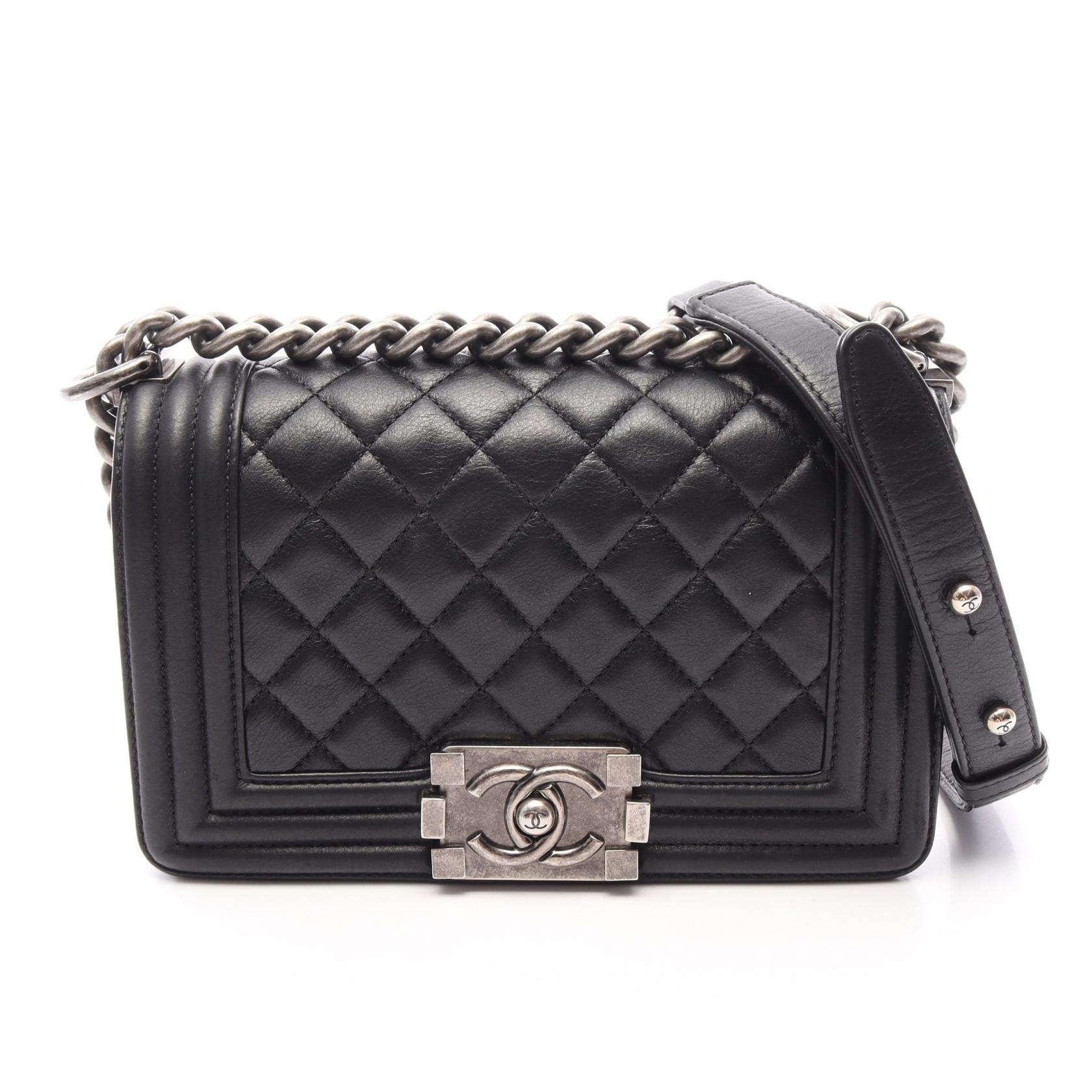 シャネル CHANEL ボーイシャネル スモール ショルダーバッグ バッグ レザー レディース ブラック系 A67085 【中古】