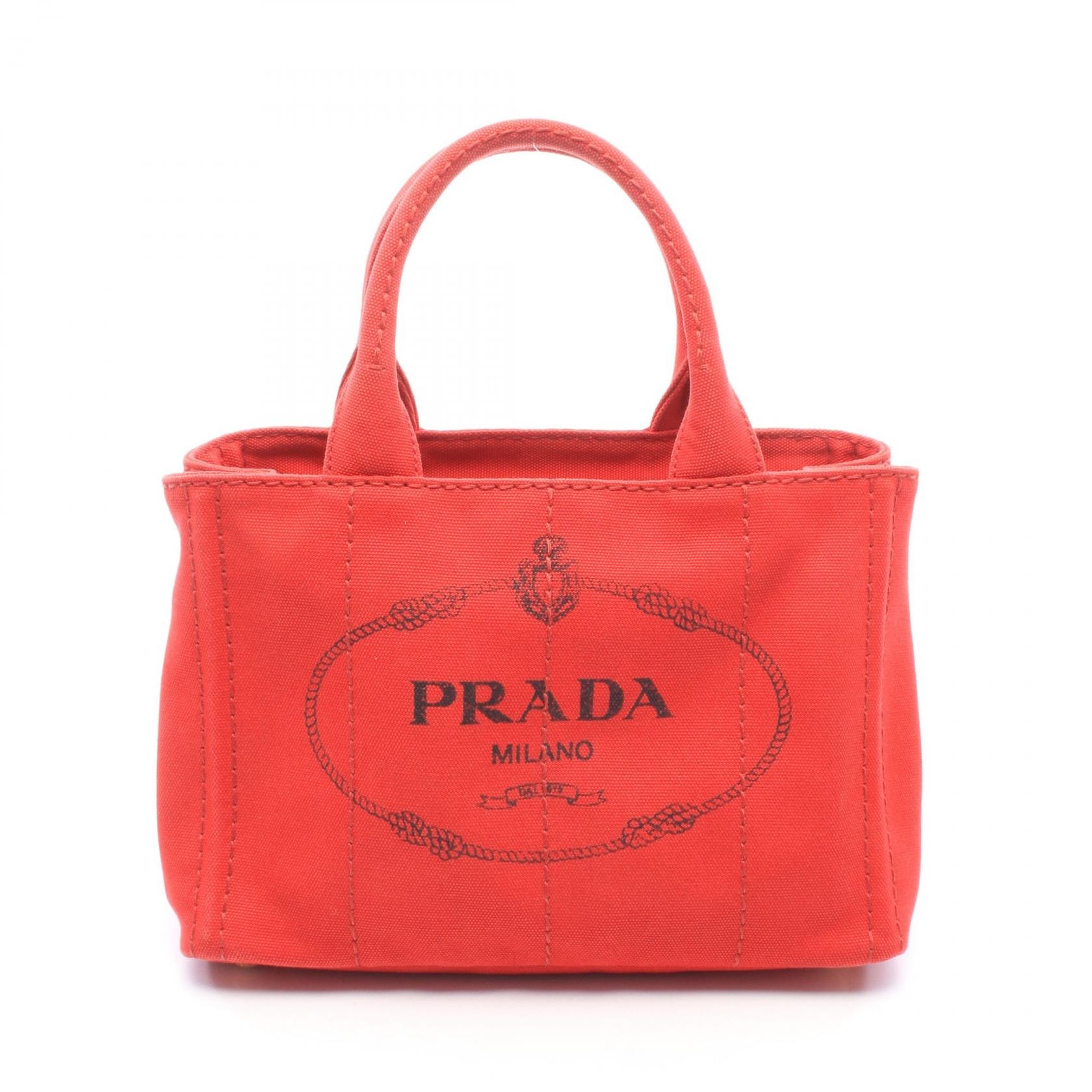 プラダ PRADA CANAPA カナパ トートバッグ バッグ キャンバス レディース レッド系 1BG439 【中古】