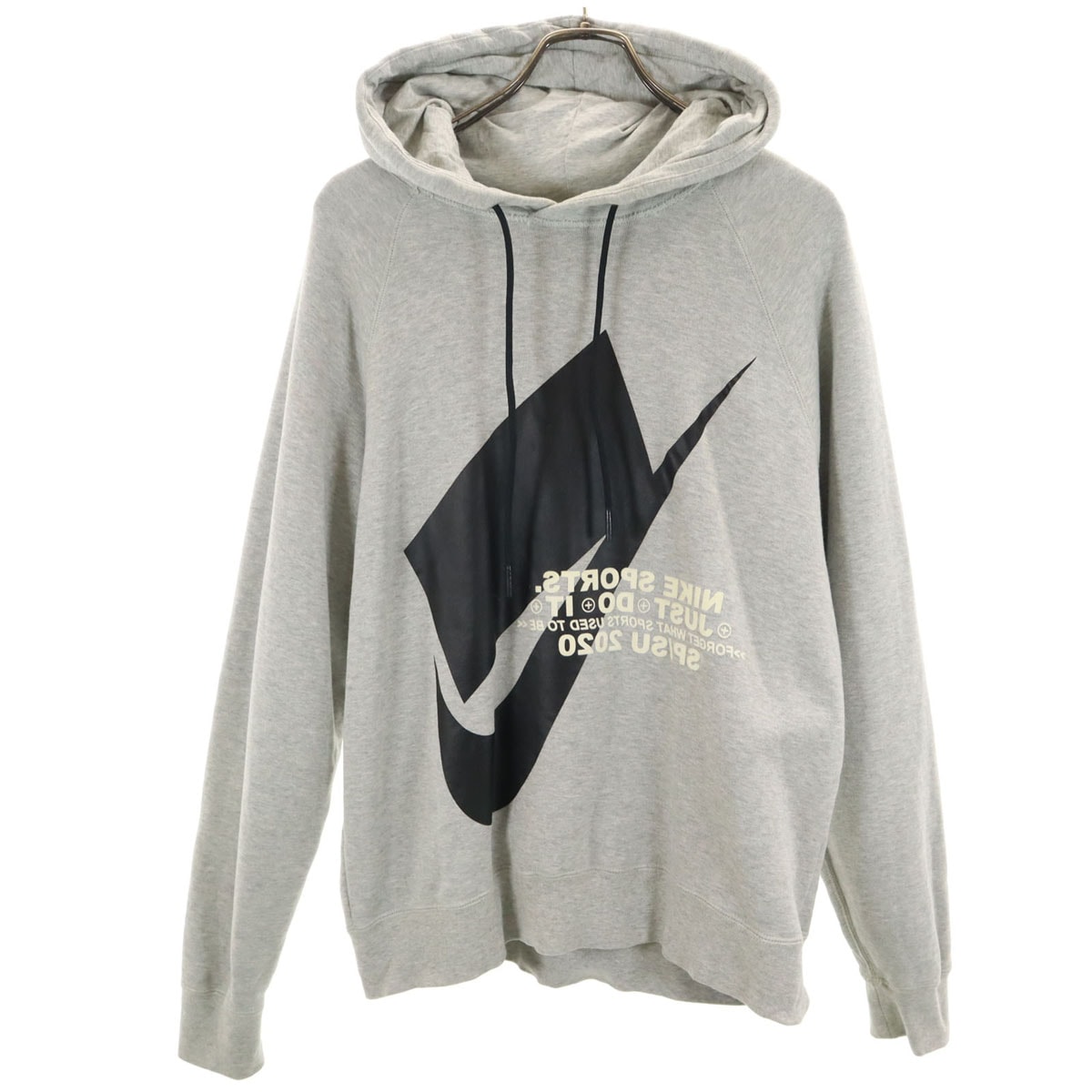 NIKE ナイキ 長袖 スウェットパーカー S グレー 裏起毛 プルオーバー