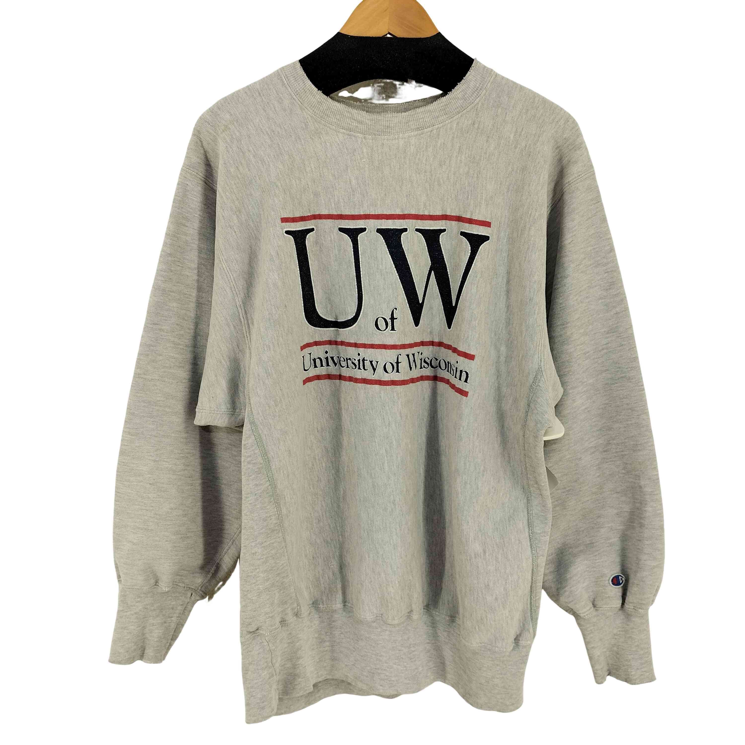USA製 刺繍タグ REVERSE WEAVE UNIVERSITY OF WISCONSIN クルーネックスウェット【1136054934301】