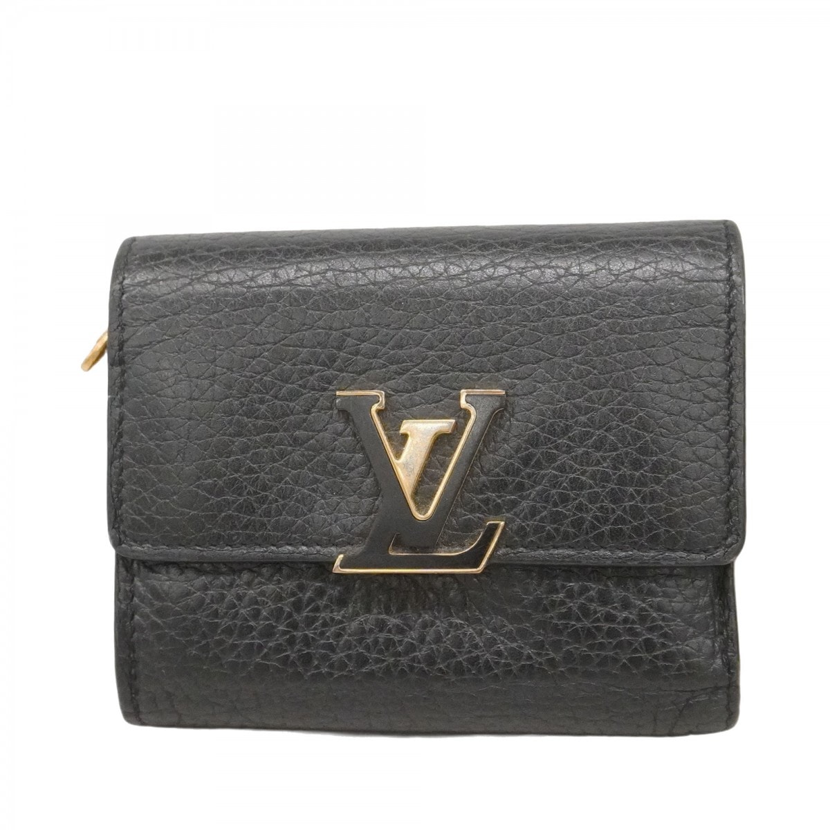 ★最終価格★SALE【6cd5447】ルイヴィトン 三つ折り財布 トリヨン ポルトフォイユカプシーヌXS M68587 ノワール【中古】レディース