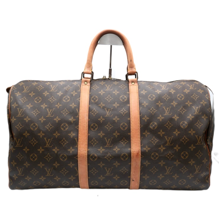 LOUIS VUITTON(ルイ・ヴィトン)キーポル55 ヴィンテージ ボストンバッグ トラベルバッグ モノグラム ブラウン PVC レザー 大容量 旅行用 メンズ レディース M41424【中古】