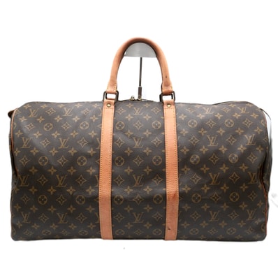LOUIS VUITTON(ルイ・ヴィトン)キーポル55 ヴィンテージ ボストンバッグ トラベルバッグ モノグラム ブラウン PVC レザー 大容量 旅行用 メンズ レディース M41424【中古】
