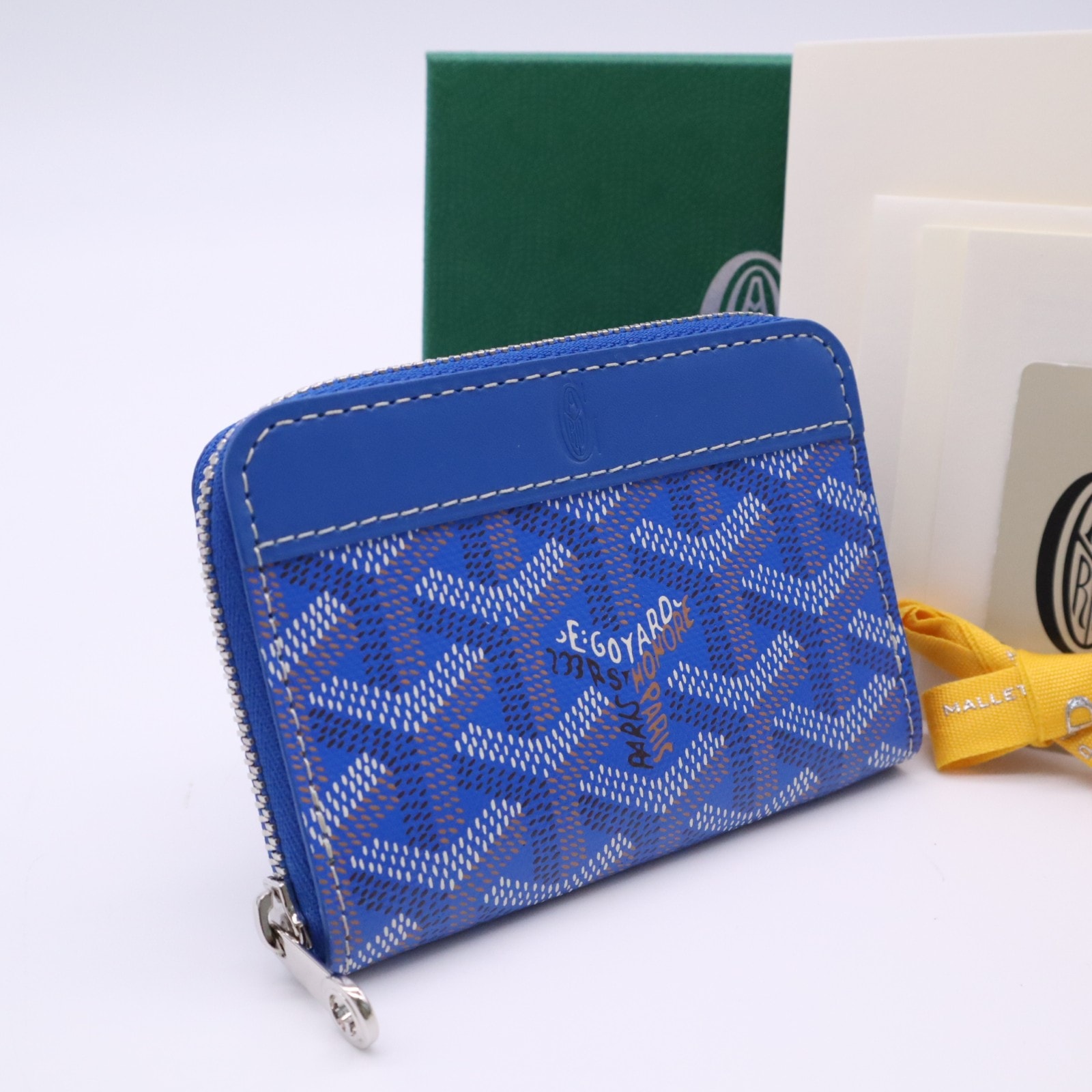 極美品 GOYARD ゴヤール マティニョン ミニ ウォレット ブルー MATIGNMINTY09CL09P コインケース ブルー マルチカラー コーティングキャンバス カーフレザー メンズ