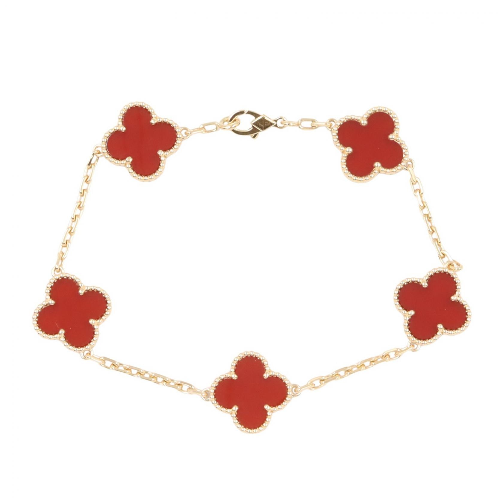 ヴァンクリーフ&アーペル Van Cleef & Arpels ヴィンテージアルハンブラ カーネリアン ブレスレット ブレスレット アクセサリー K18(イエローゴールド) カーネリアン レディース ゴールド系 / レッド系