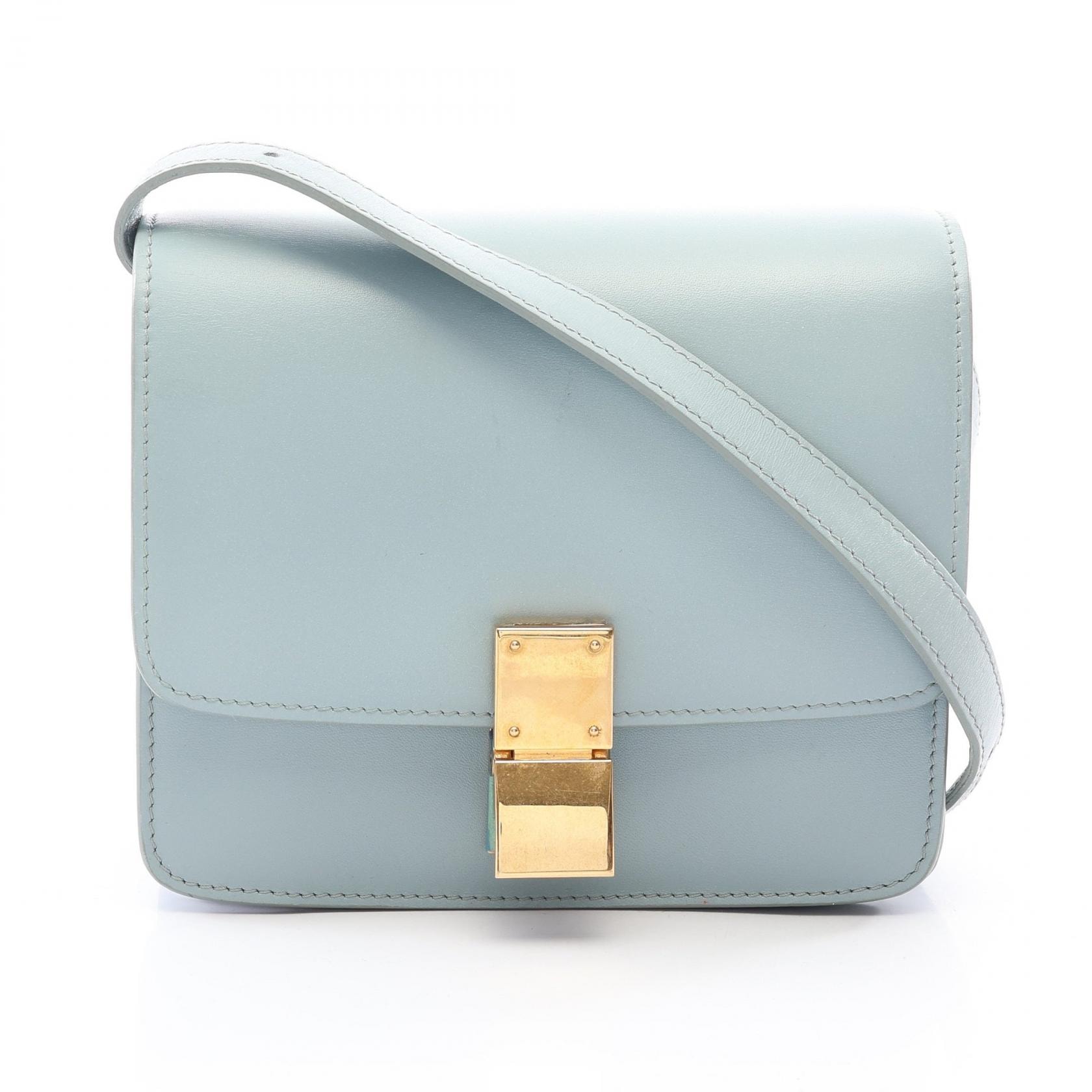 セリーヌ CELINE クラシックスモール ショルダーバッグ バッグ レザー レディース ブルー系 【中古】