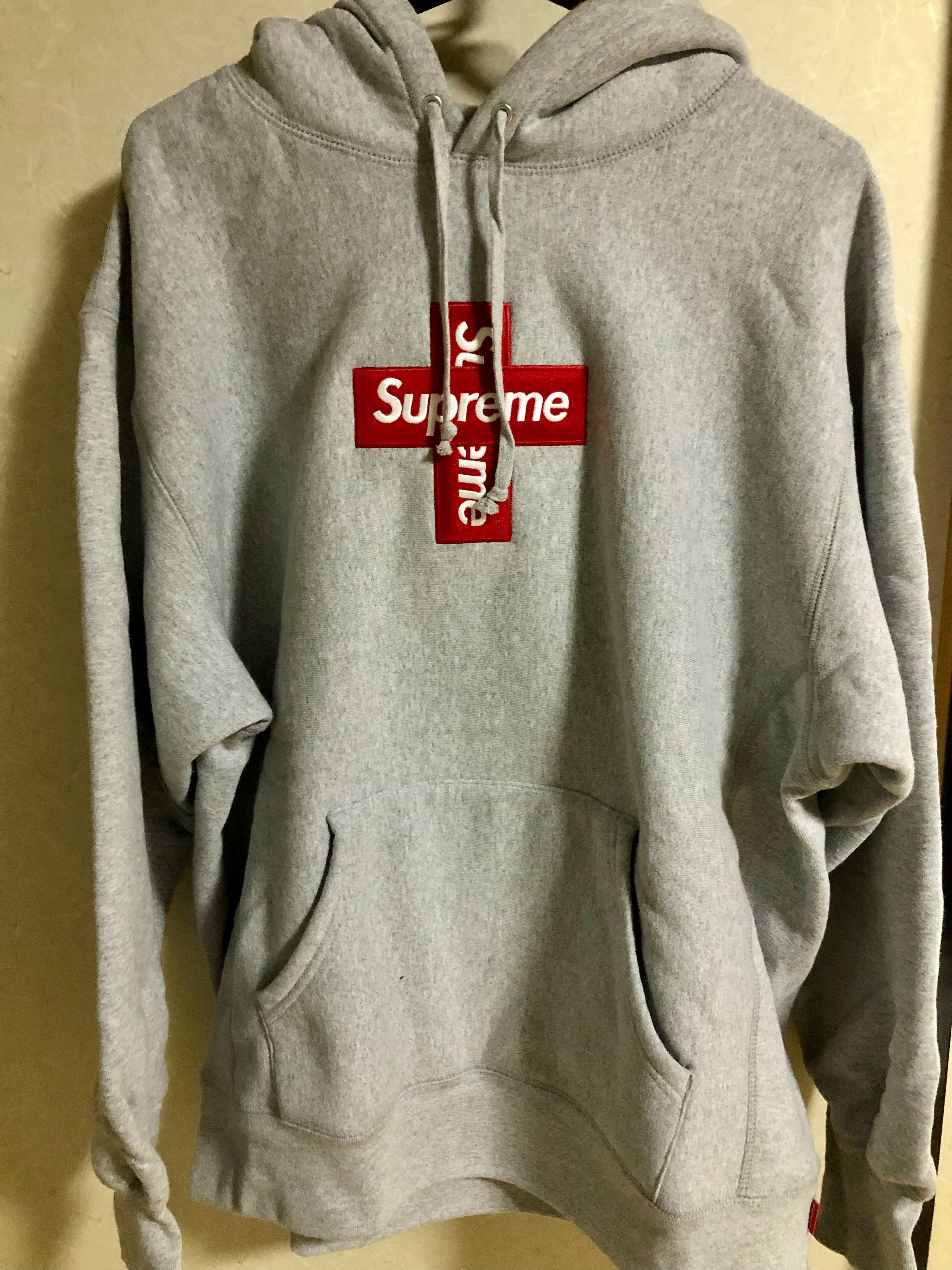 Supreme Cross Box Logo Hooded Sweatshirt "Grey"