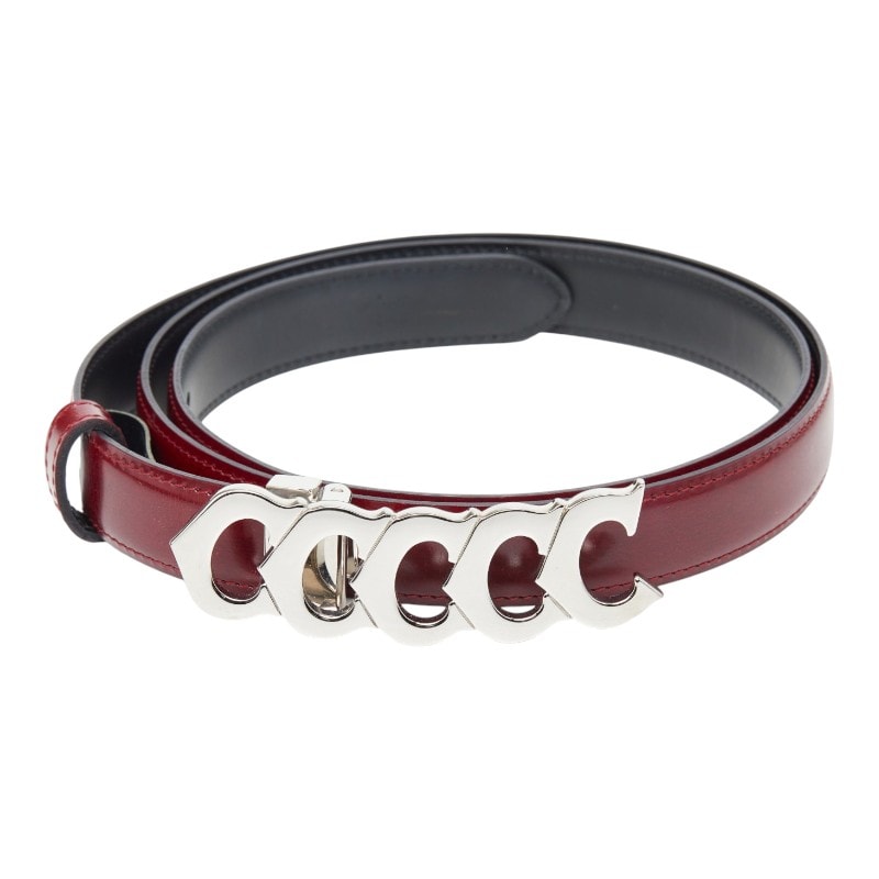 カルティエ 5C ベルト ボルドー レザー メンズ CARTIER 【中古】
