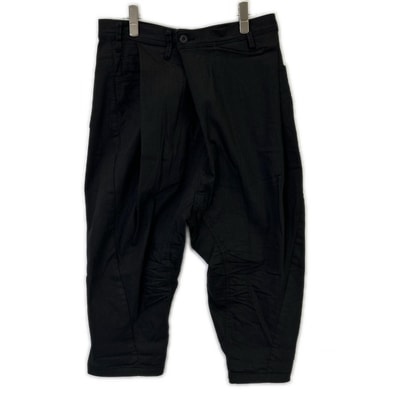 ユリウス 20年製 707PAM8-BK ブラック フロントフォールド クロップドサルエルパンツ 1