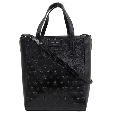 ジミーチュウ 美品 ペガシS パテント エンボス加工 2WAYバッグ ハンドバッグ レディース ブラック