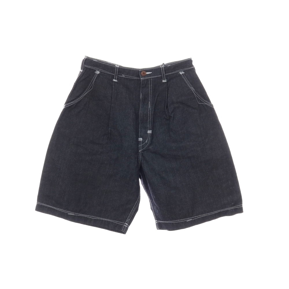 【中古】ジュンヤワタナベ マン JUNYA WATANABE MAN 2025年春夏 ナイロンコットン デニム ショートパンツ ブラックネイビー系【サイズXS】【メンズ】