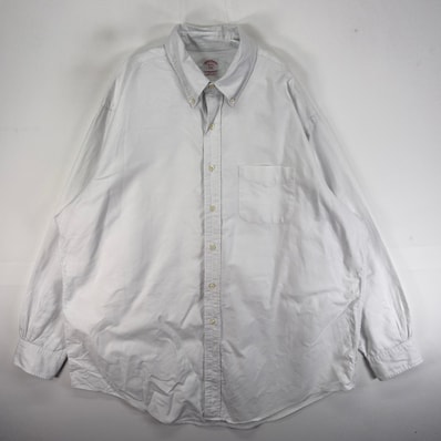 古着 ブルックスブラザーズ Brooks Brothers USA製 長袖シャツ ボタンダウン 346 2XL ホワイト系 無地 メンズ