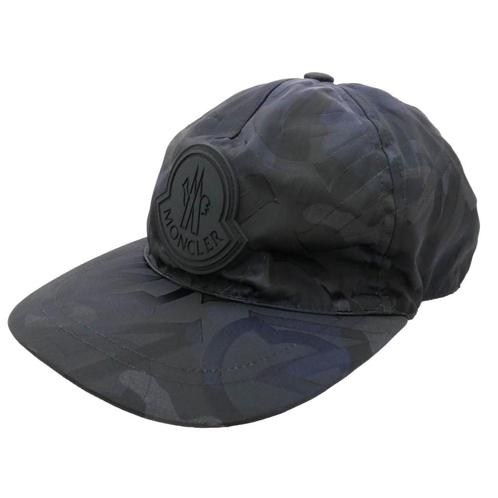 MONCLER モンクレール キャップ G10913B77200 53A6Y モンクレールジャパンタグ BERRETO BASEBALL 総柄 ラバーワッペン付 ベースボールキャップ 帽子 ブラック系【中古】
