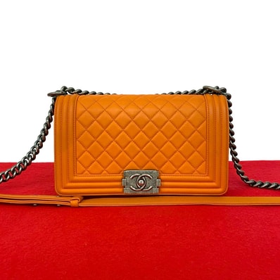 CHANEL シャネル ボーイシャネル ココマーク レザー ショルダーバッグ オレンジ
24114