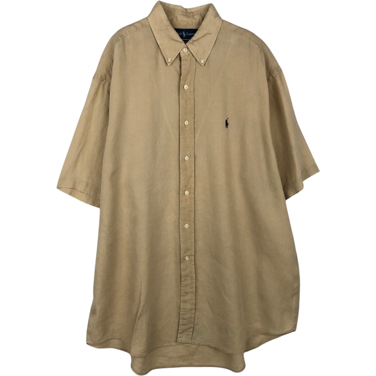 古着 ラルフローレン Ralph Lauren BLAKE 半袖 リネン ボタンダウンシャツ メンズL相当/rab182079