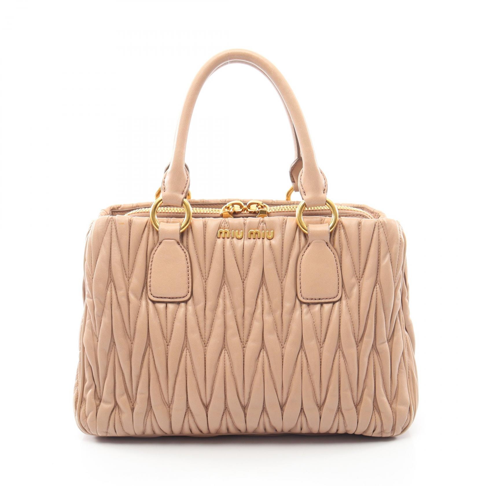ミュウ ミュウ Miu Miu MATELASSE' マテラッセ ハンドバッグ バッグ レザー レディース ピンク系 RN0961 【中古】