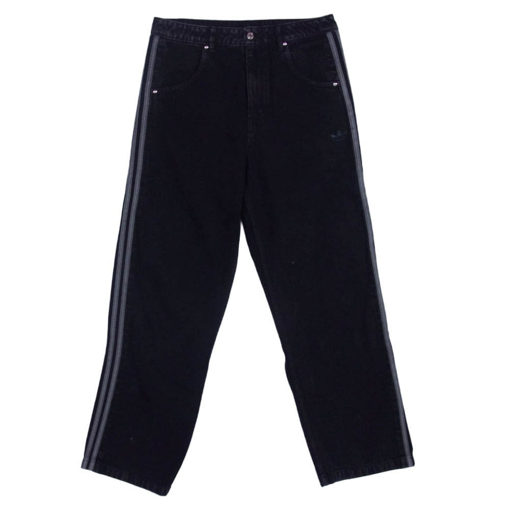 adidas アディダス デニムパンツ JC6718 Denim Firebird Pants  デニム ファイヤー バード サイドストライプ ブラックデニム パンツ 32 ブラック系 32【中古】