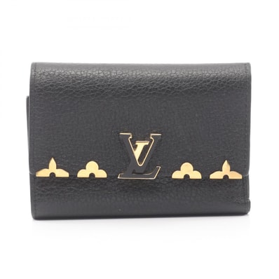 ルイ・ヴィトン LOUIS VUITTON ポルトフォイユ カプシーヌ コンパクト 三つ折り財布 財布 レザー ノワール レディース ブラック系 M82764 【中古】