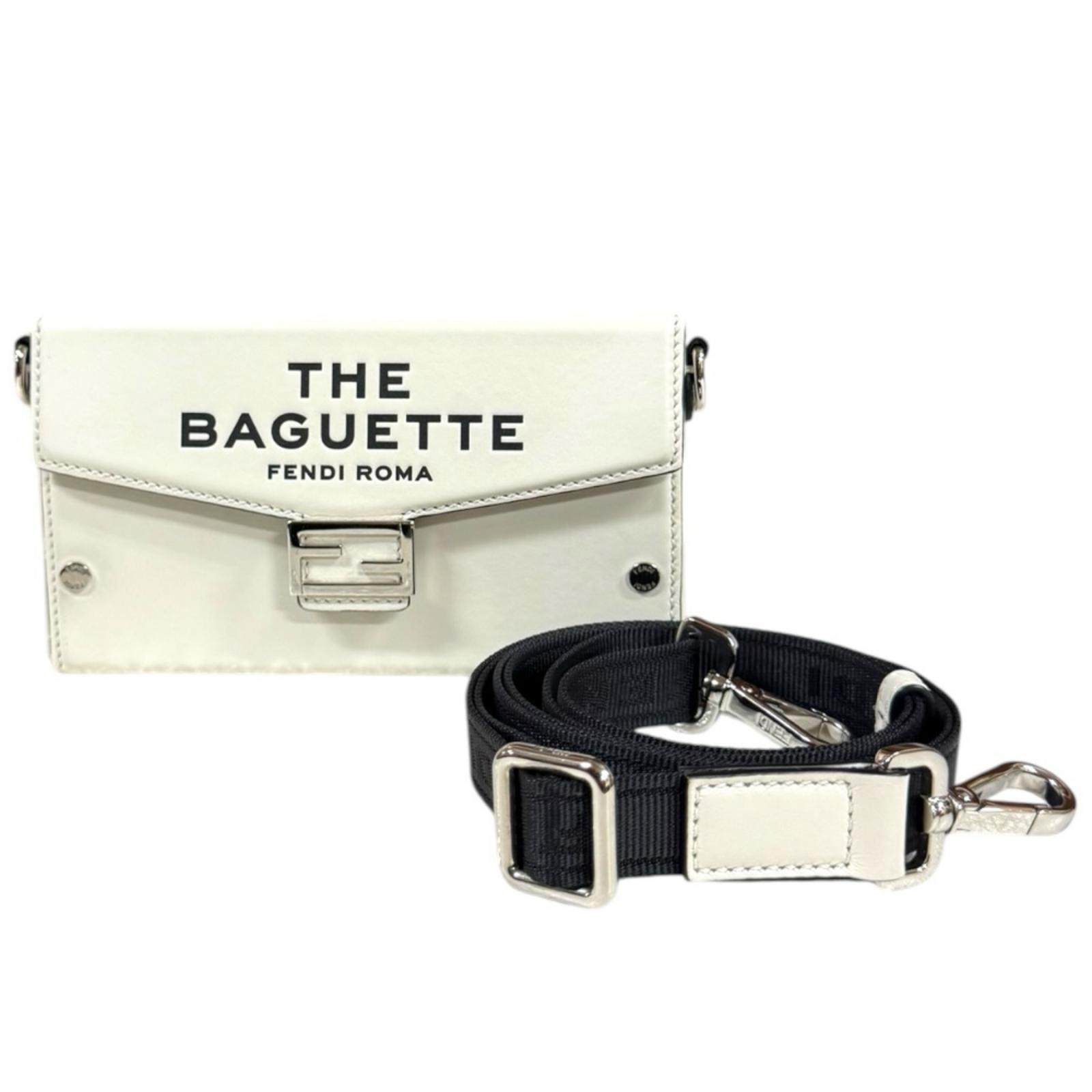 フェンディ MARC JACOBS コラボ バゲット フォンポーチ ショルダーバッグ レザー 7AS139  ホワイト ユニセックス FENDI  中古