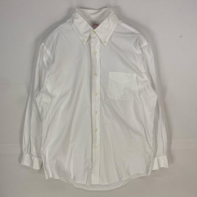 古着 ブルックスブラザーズ Brooks Brothers 長袖シャツ 1818 MADISON ボタンダウン 15 ホワイト系 無地 メンズ