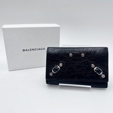 BALENCIAGA(バレンシアガ)クラシック キーケース ヴィンテージ 6連 レザー ブラック シルバー金具 レディース メンズ【中古】