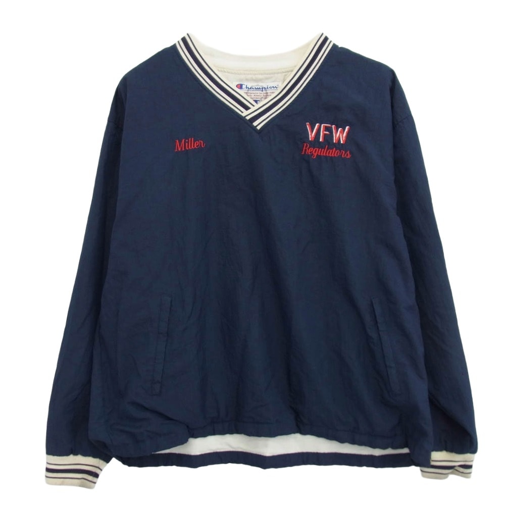 Champion チャンピオン ジャケット 90's 00s V NECK ナンバリング プルオーバー ナイロン ジャケット アノラック ネイビー XL ネイビー系 XL【中古】