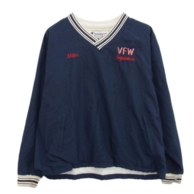 Champion チャンピオン ジャケット 90's 00s V NECK ナンバリング プルオーバー ナイロン ジャケット アノラック ネイビー XL ネイビー系 XL【中古】