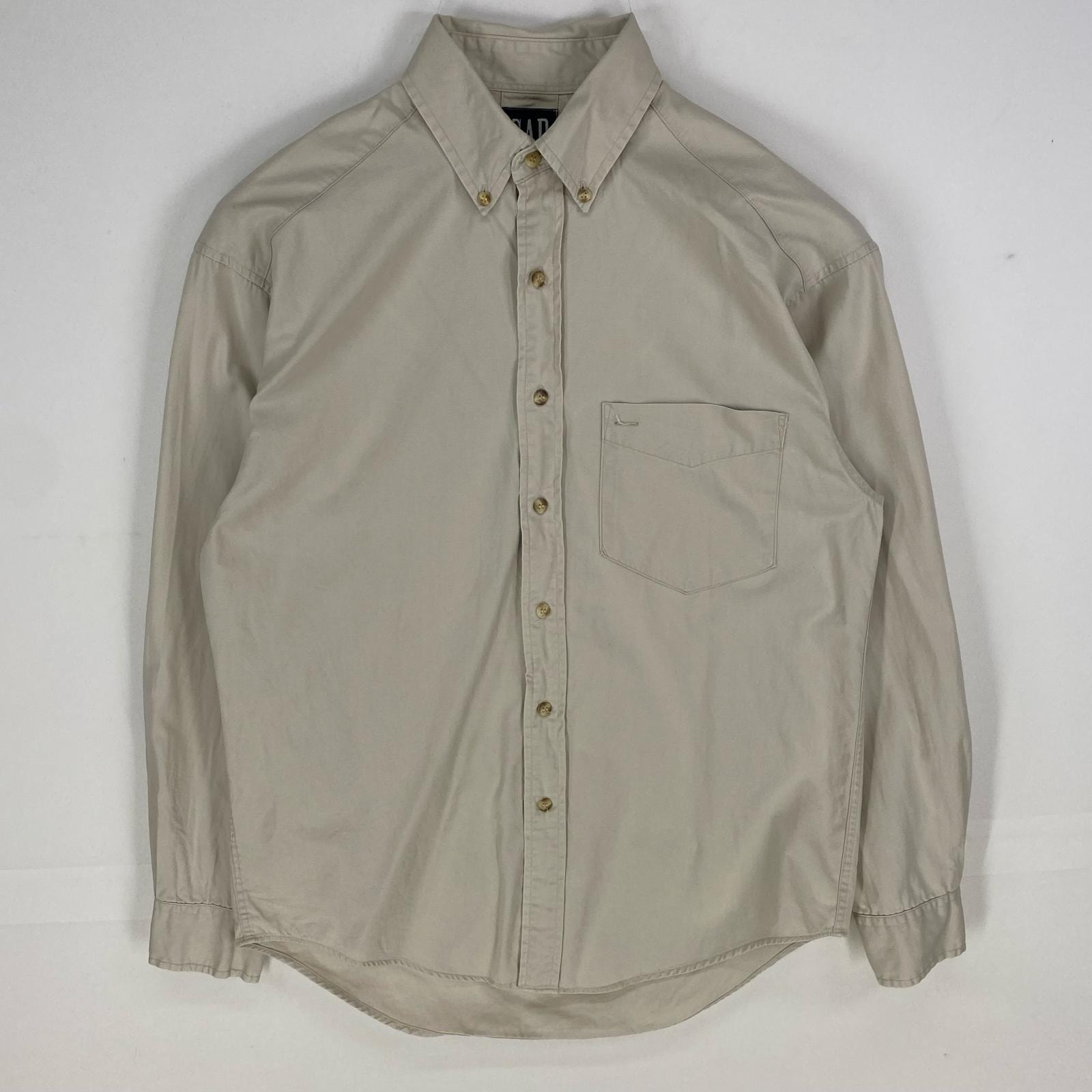 古着 90's/90年代 ギャップ GAP 長袖シャツ ボタンダウン オールドギャップ ロングスリーブ ベージュ系 無地 メンズ