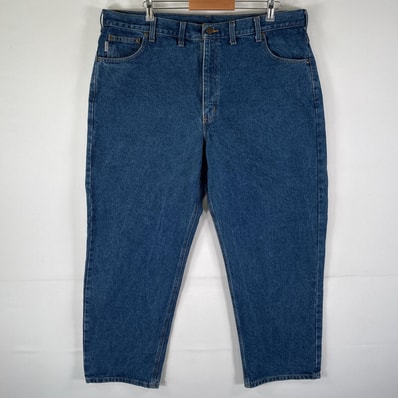 古着 カーハート Carhartt デニムパンツ ワーク 5ポケット テーパード ジーンズ ジーパン 色落ち w44 L30 ブルー メンズ
