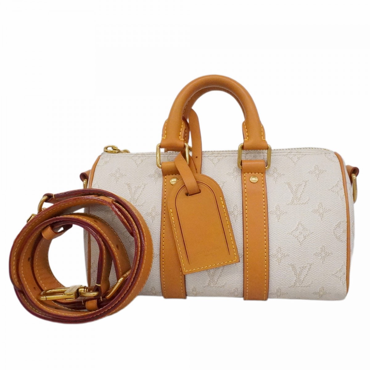 【6de5620】ルイヴィトン ハンドバッグ モノグラム・ヘリテージ キーポルバンドリエール25 M15076 オフホワイト 2wayバッグ【中古】メンズ レディース ユニセックス