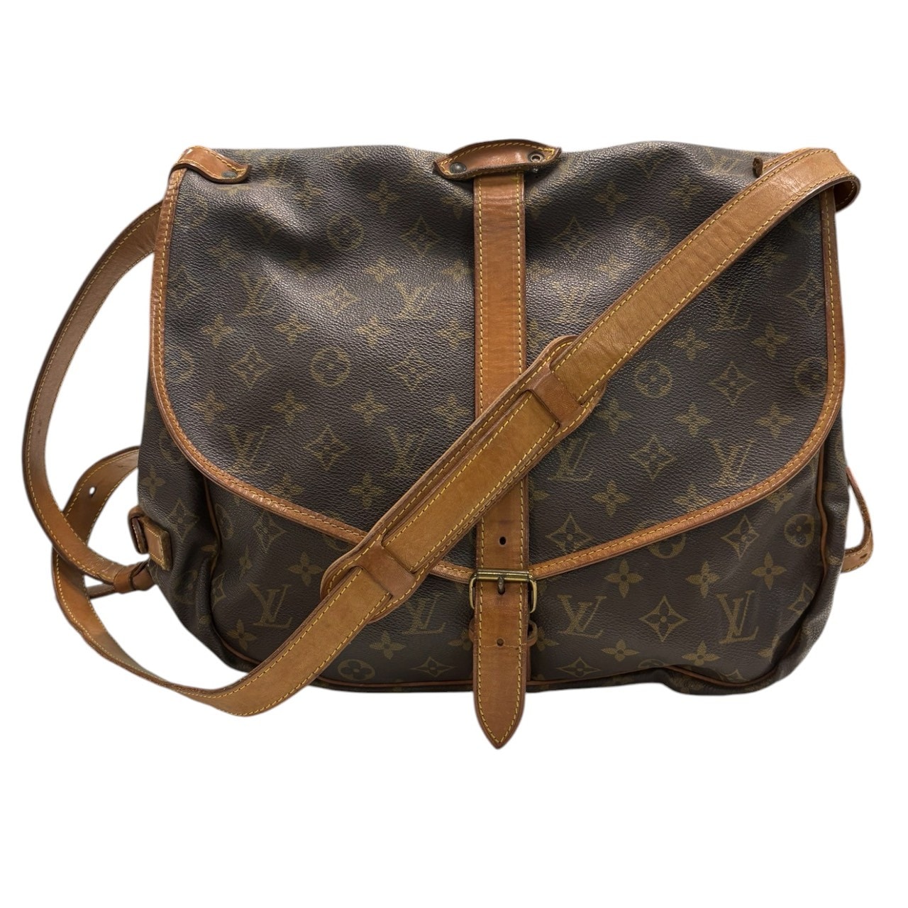 LOUIS VUITTON ルイヴィトン モノグラム ソミュール ブラウン ゴールド金具 PVC レザー/ ショルダーバッグ S1-00076 【中古】
