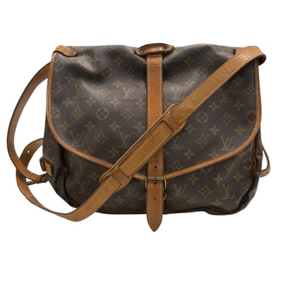 LOUIS VUITTON ルイヴィトン モノグラム ソミュール ブラウン ゴールド金具 PVC レザー/ ショルダーバッグ S1-00076 【中古】