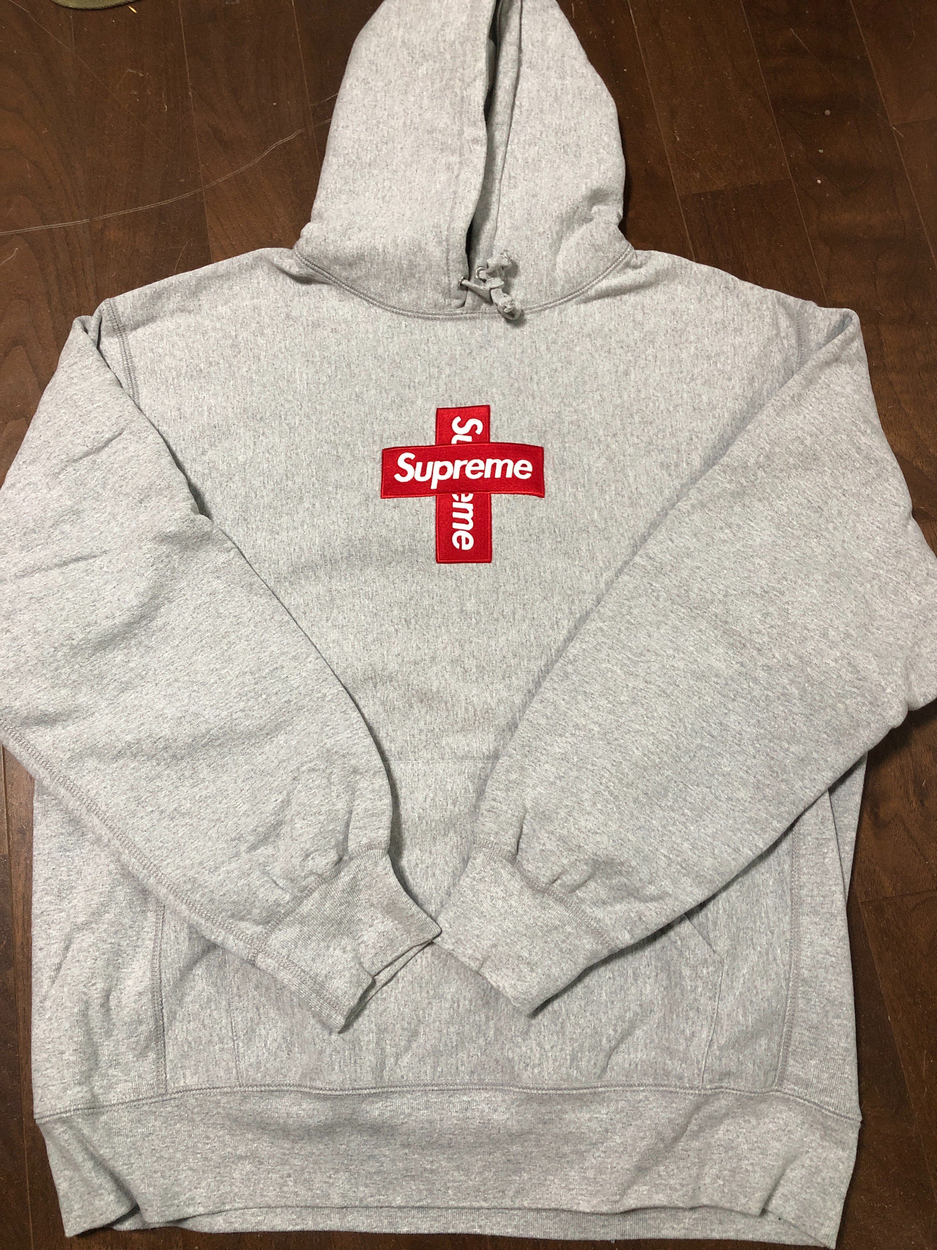 Supreme Cross Box Logo Hooded Sweatshirt "Grey"