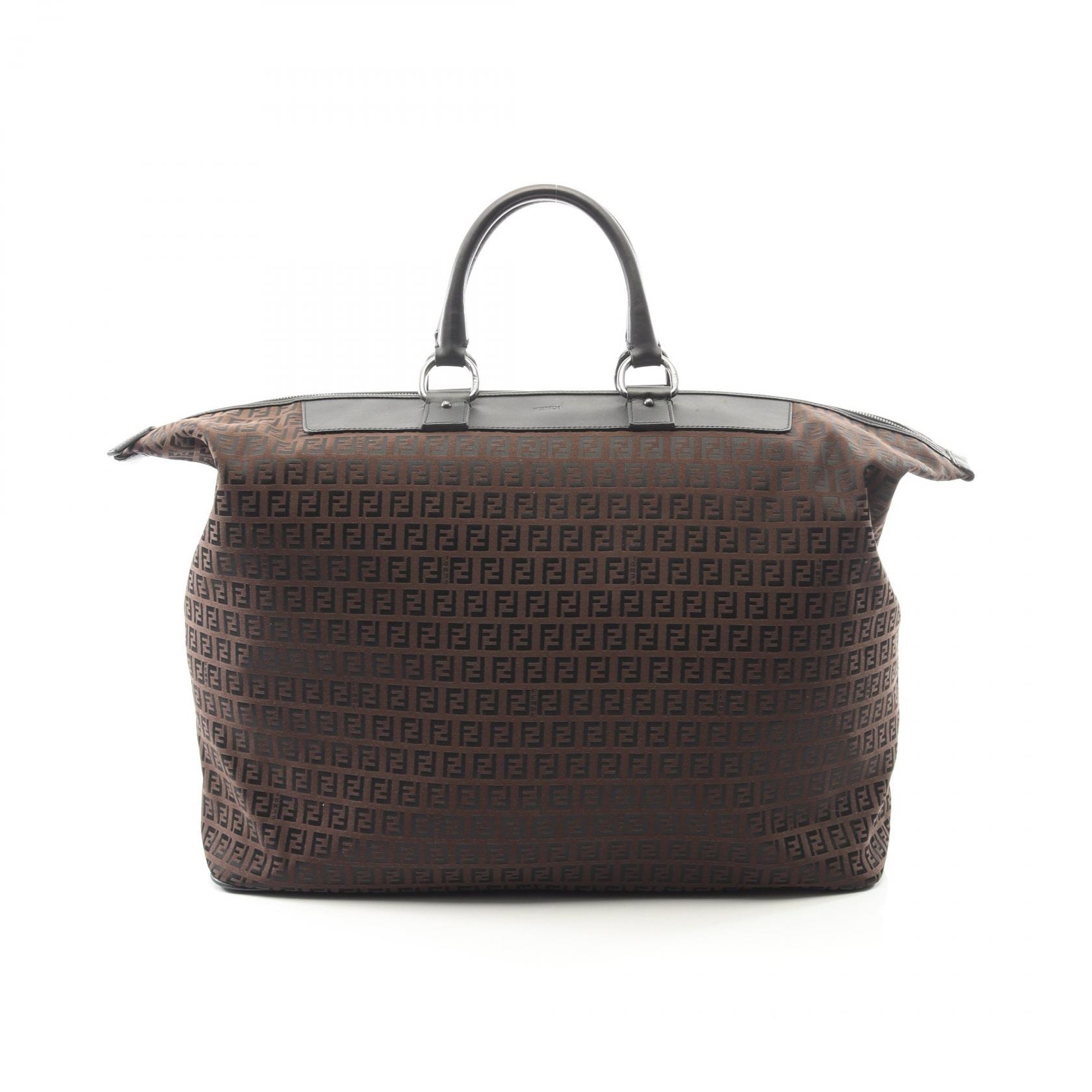 フェンディ FENDI ズッキーノ ボストンバッグ バッグ キャンバス レザー メンズ レディース ブラウン系 / ブラック系 【中古】