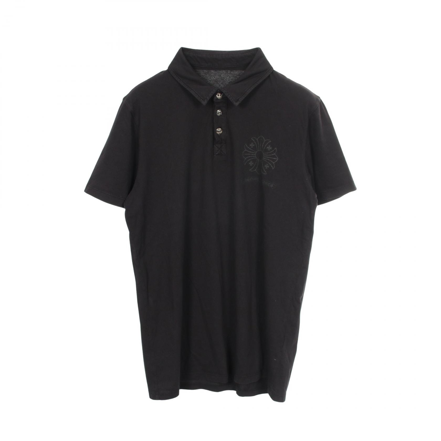 クロムハーツ CHROME HEARTS CHクロス ポロシャツ 衣料品 トップス コットン メンズ ブラック系 【中古】